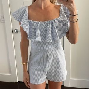 Light blue striped romper, size small